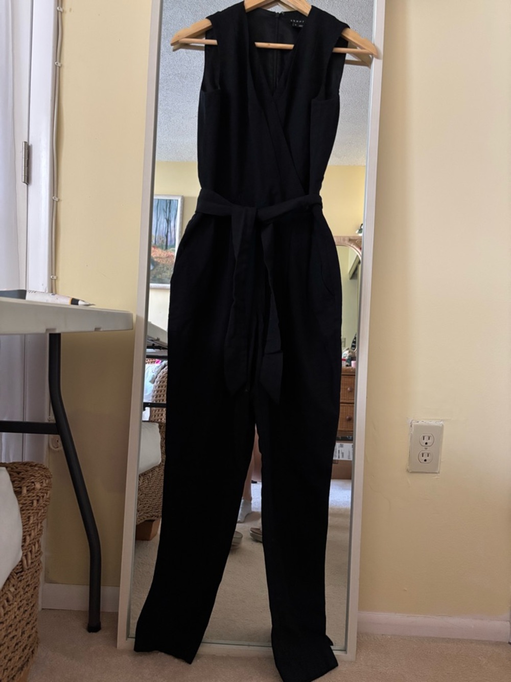 Theory Black Sleeveless Wrap Jumpsuit with Tie Waist